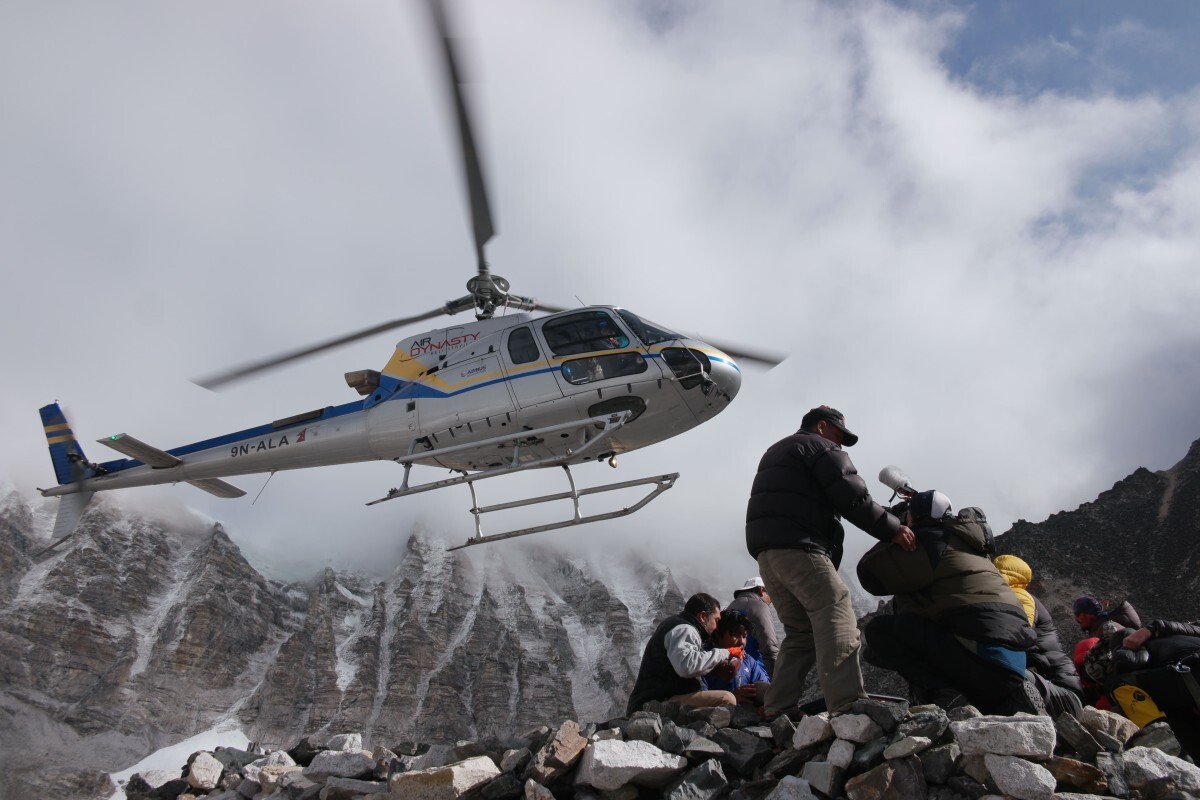 Cockpit view during Everest mountain flight
